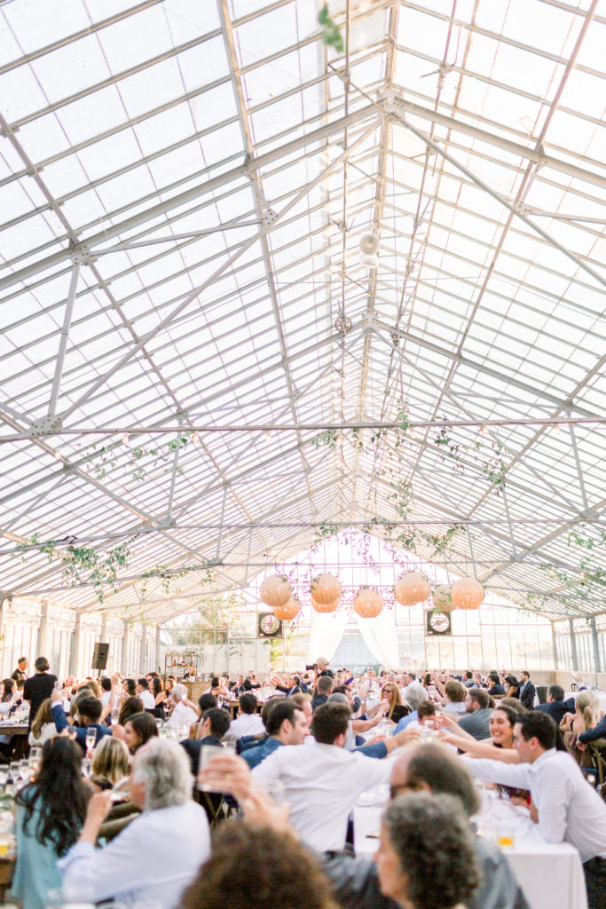 A classic greenhouse wedding reception at Dos Pueblos Orchid Farm
