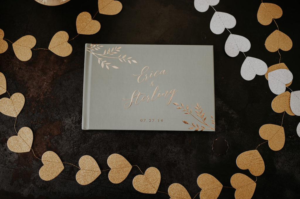 Beautiful wedding at The Unique Space in downtown LA, wedding guest book