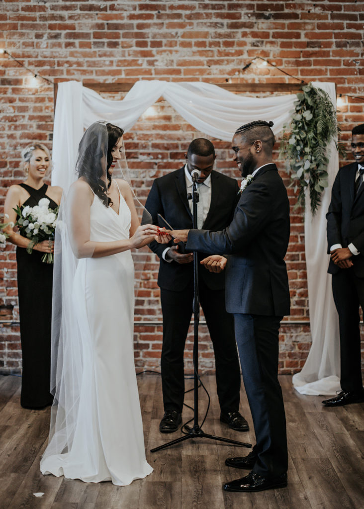 Beautiful wedding at The Unique Space in downtown LA, wedding ceremony 