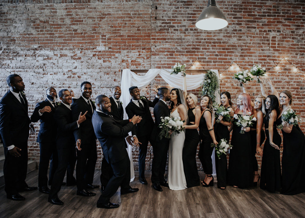 Beautiful wedding at The Unique Space in downtown LA, wedding party photos