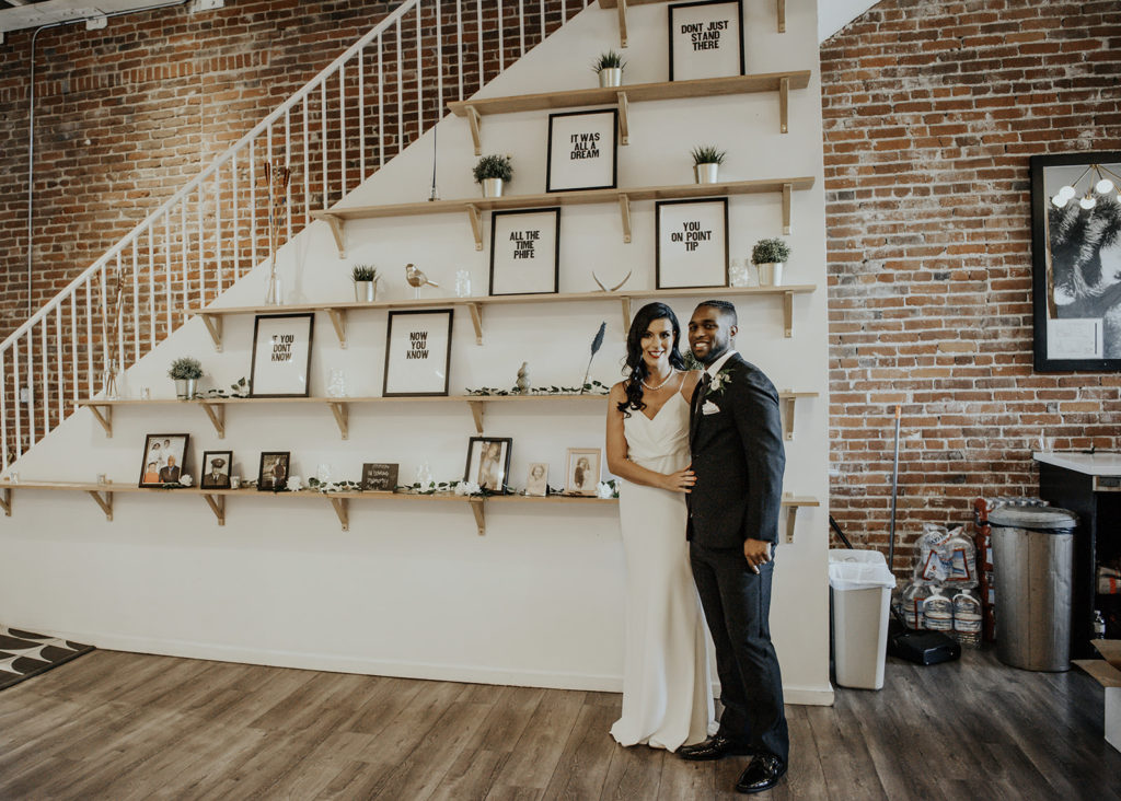 Beautiful wedding at The Unique Space in downtown LA, bride and groom portrait shots