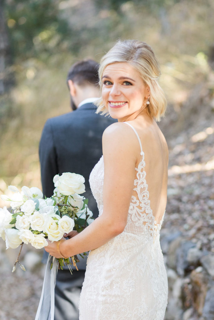 A Romantic Forest Inspired Wedding at the 1909, bride and groom first look