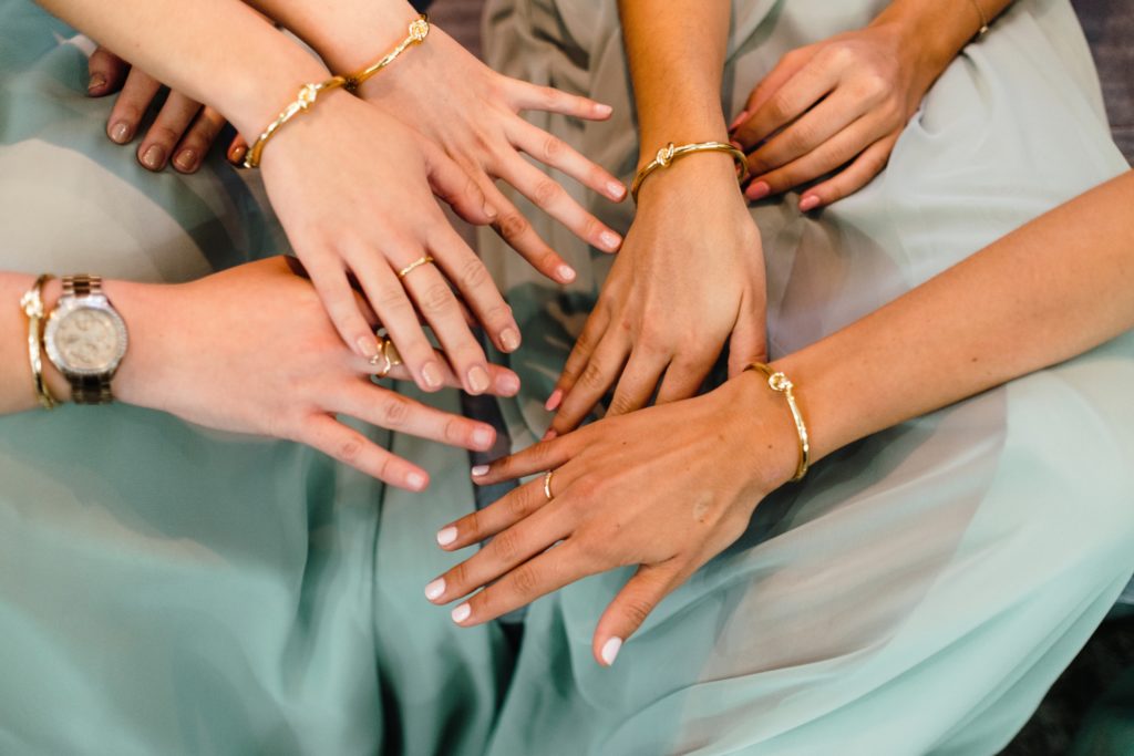 A Classic Vineyard Wedding at Triunfo Creek Vineyards, bridesmaids knot bracelet gift