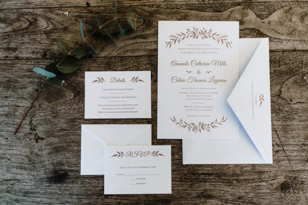 A Classic Vineyard Wedding at Triunfo Creek Vineyards, elegant and classic wedding invitation suite