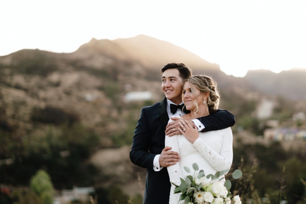 A Classic Vineyard Wedding at Triunfo Creek Vineyards, bride and groom sunset portraits