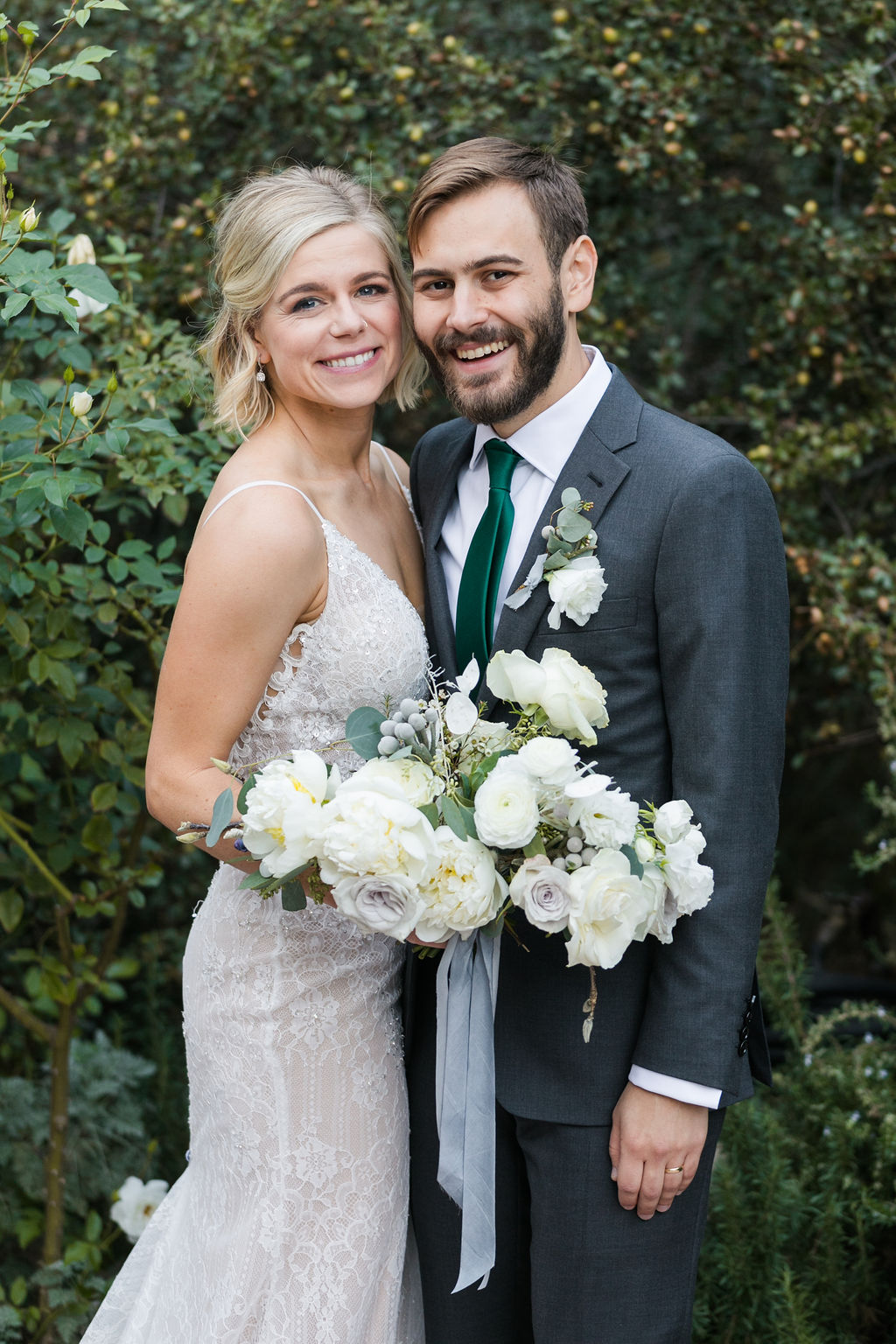 A Romantic Forest Inspired Wedding at the 1909, bride and groom portrait shot