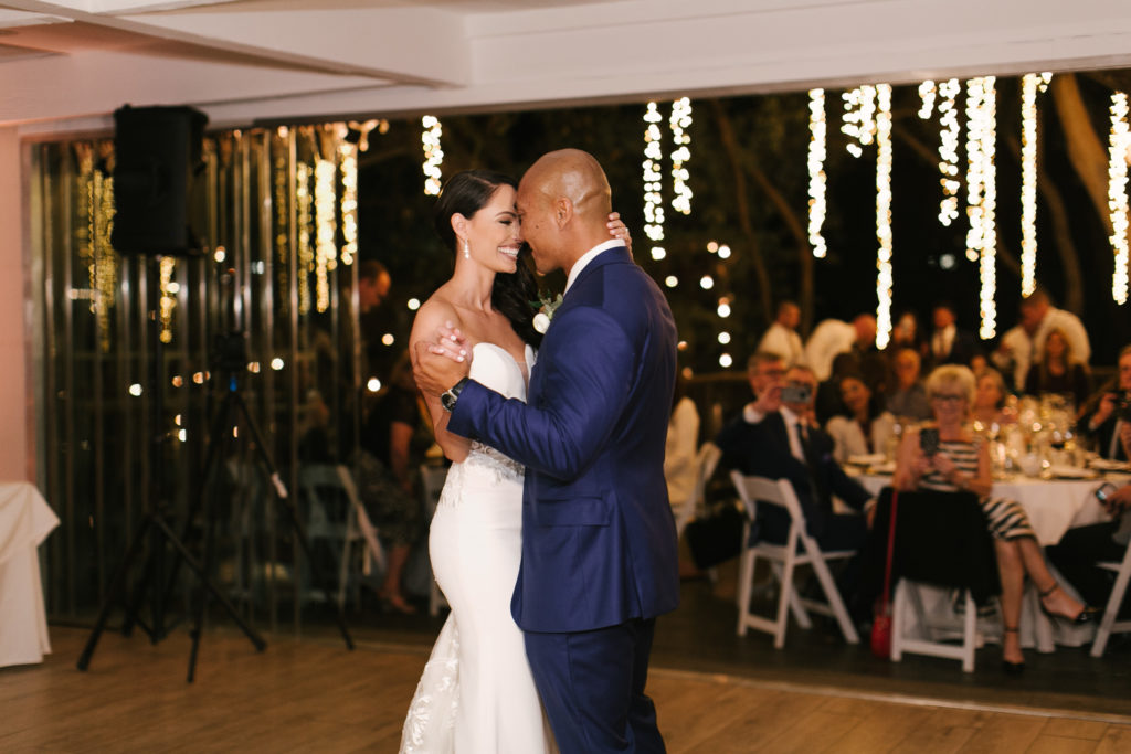 A Fall Wedding reception at Calamigos Ranch, bride and groom first dance