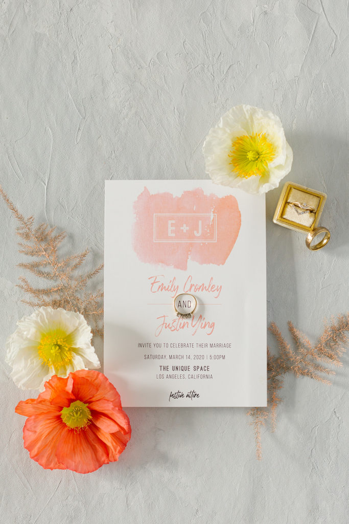pastel colored spring inspired invitation suite