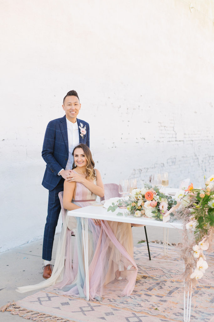 cotton candy inspired styled shoot with soft sunset earth tones 
