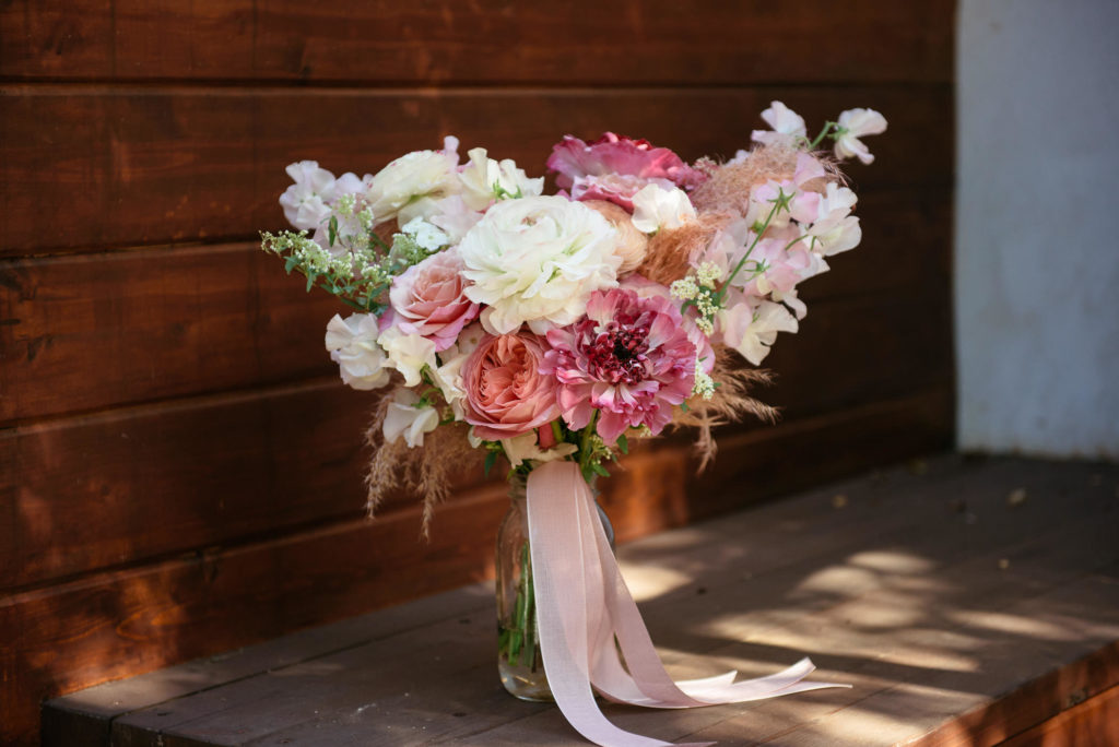 pink and white floral bridal bouquet