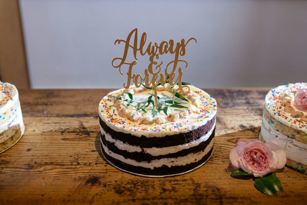 milkbar wedding cake with always and forever cake topper