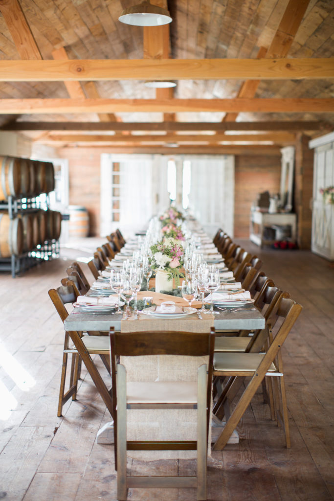 Family style dinner for this small wedding reception at Triunfo Creek Vineyards