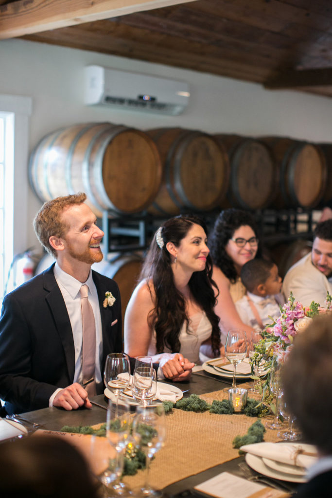 Family style dinner for this small wedding reception at Triunfo Creek Vineyards