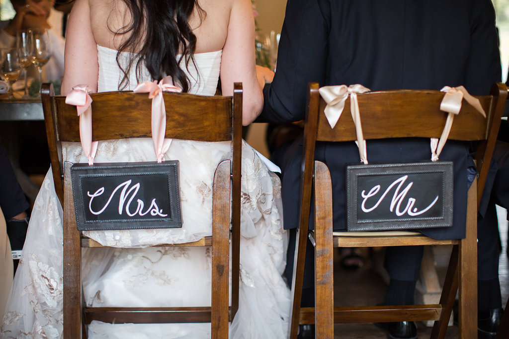 chalkboard mrs and mr chair signs