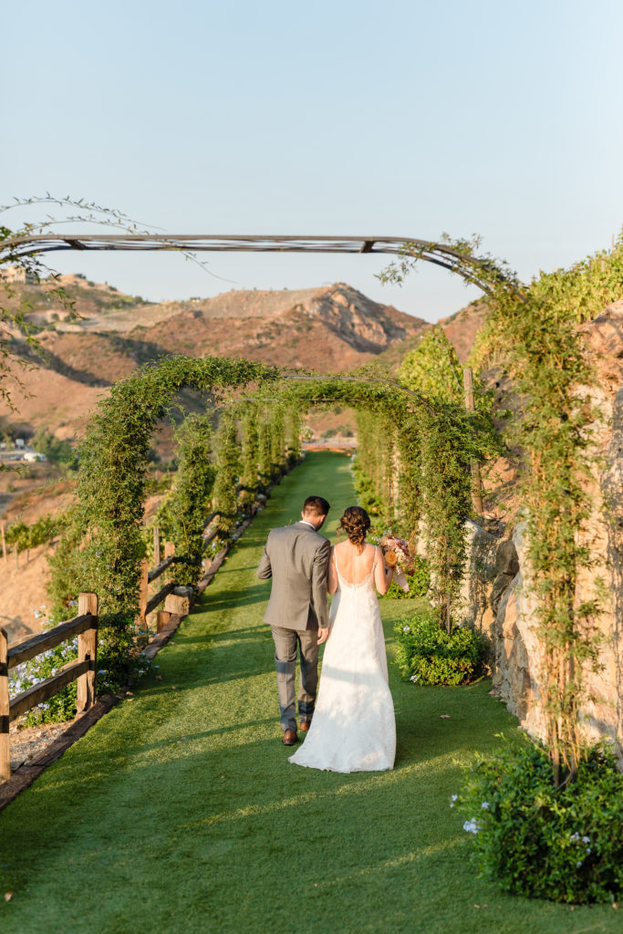 bride and groom sunset portrait shot at Cielo Farms in Malibu