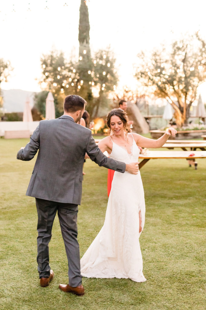 bride and groom first dance during micro wedding at Cielo Farms