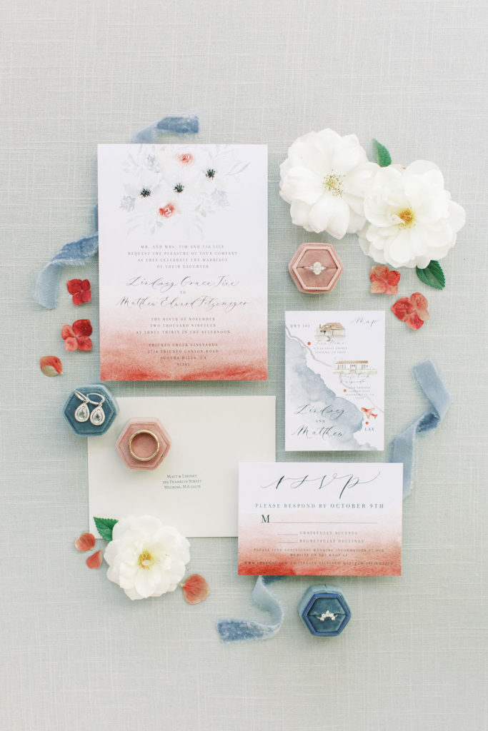 minimalist watercolor wedding invitation suite