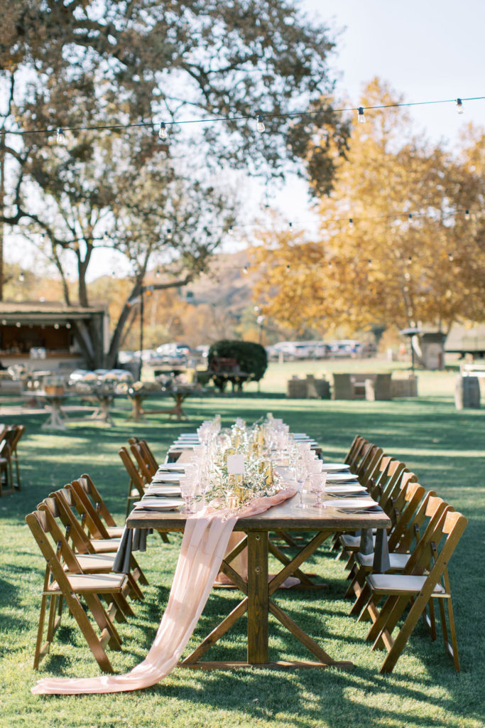 Autumn wedding reception outdoors at Triunfo Creek Vineyards