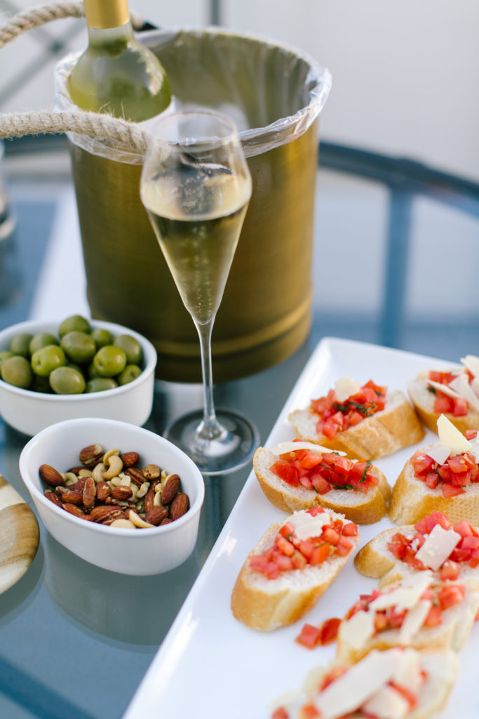 wine and bruschetta fancy plate