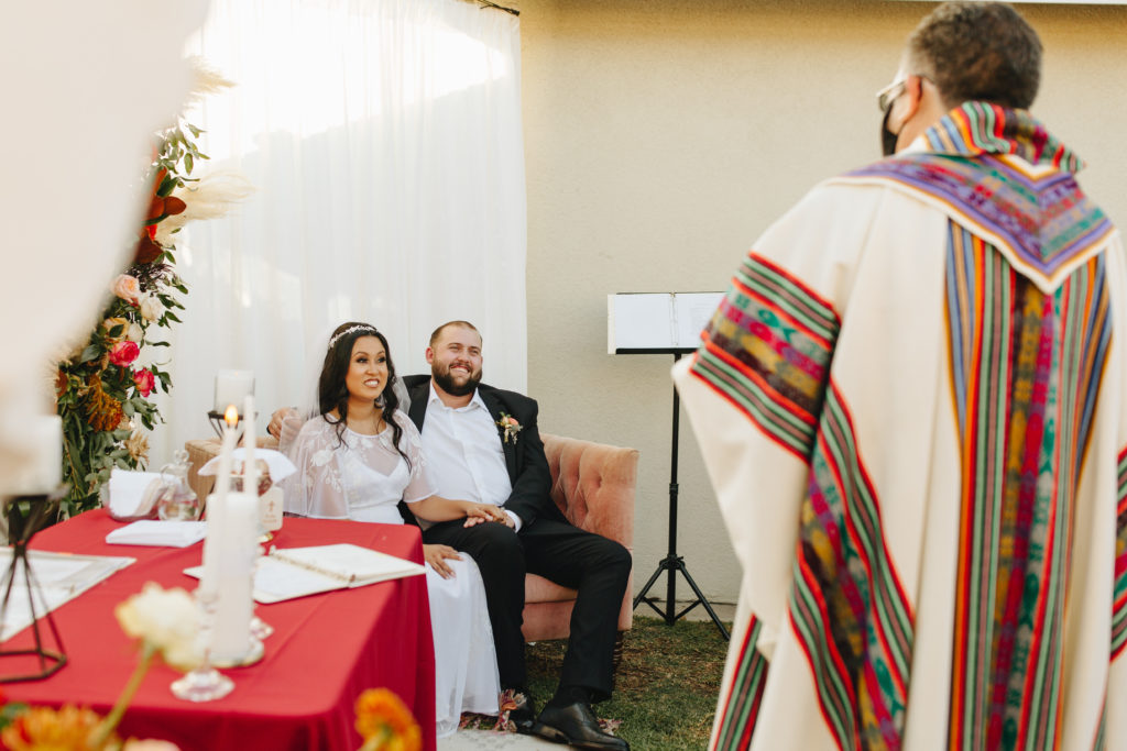 Christian backyard wedding ceremony during Covid