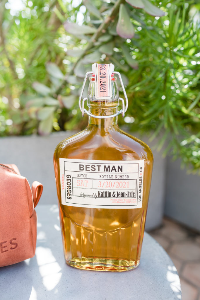 customized whiskey bottle with best man label on 