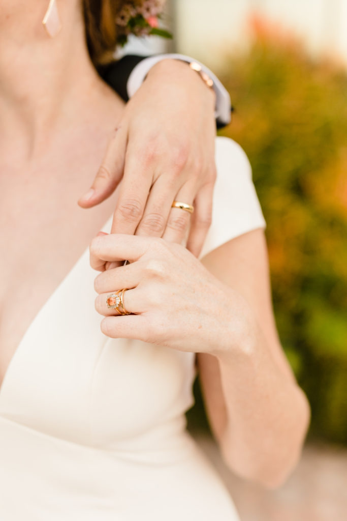 detail shot of bride and groom rings