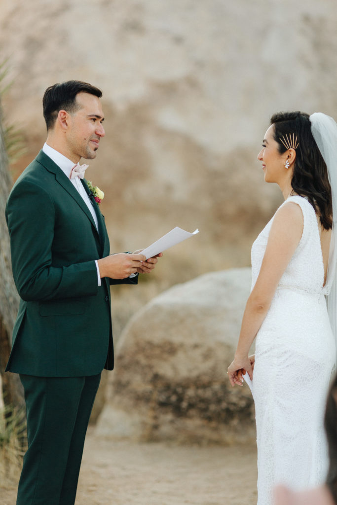 A desert elopement in Joshua Tree wedding ceremony