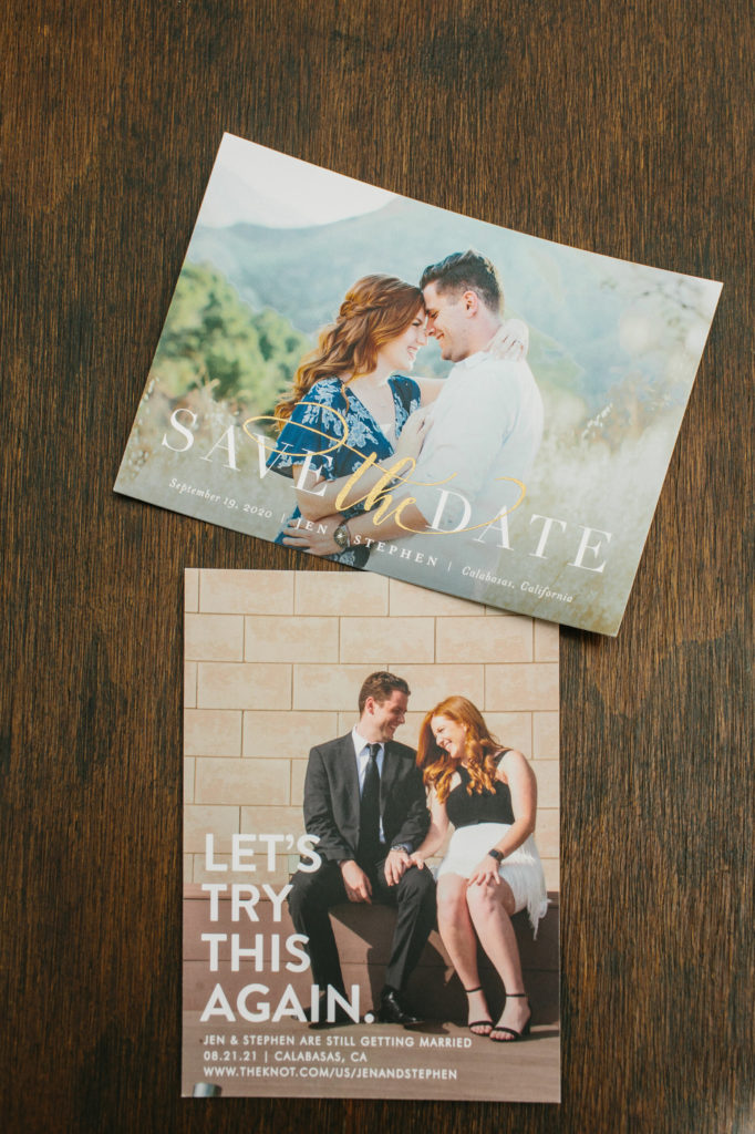 Covid invitation suite for an autumn wedding in the Santa Monica Mountains