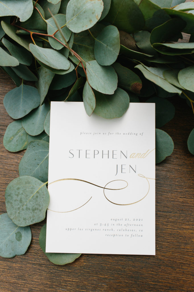 Covid invitation suite for an autumn wedding in the Santa Monica Mountains