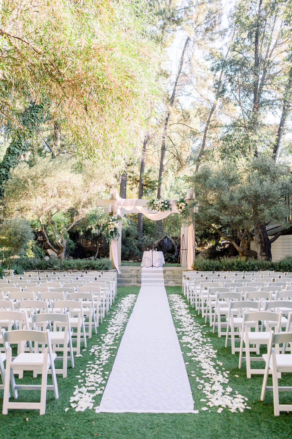 romantic and glamorous wedding ceremony at The Redwood Room at Calamigos Ranch in Malibu 
