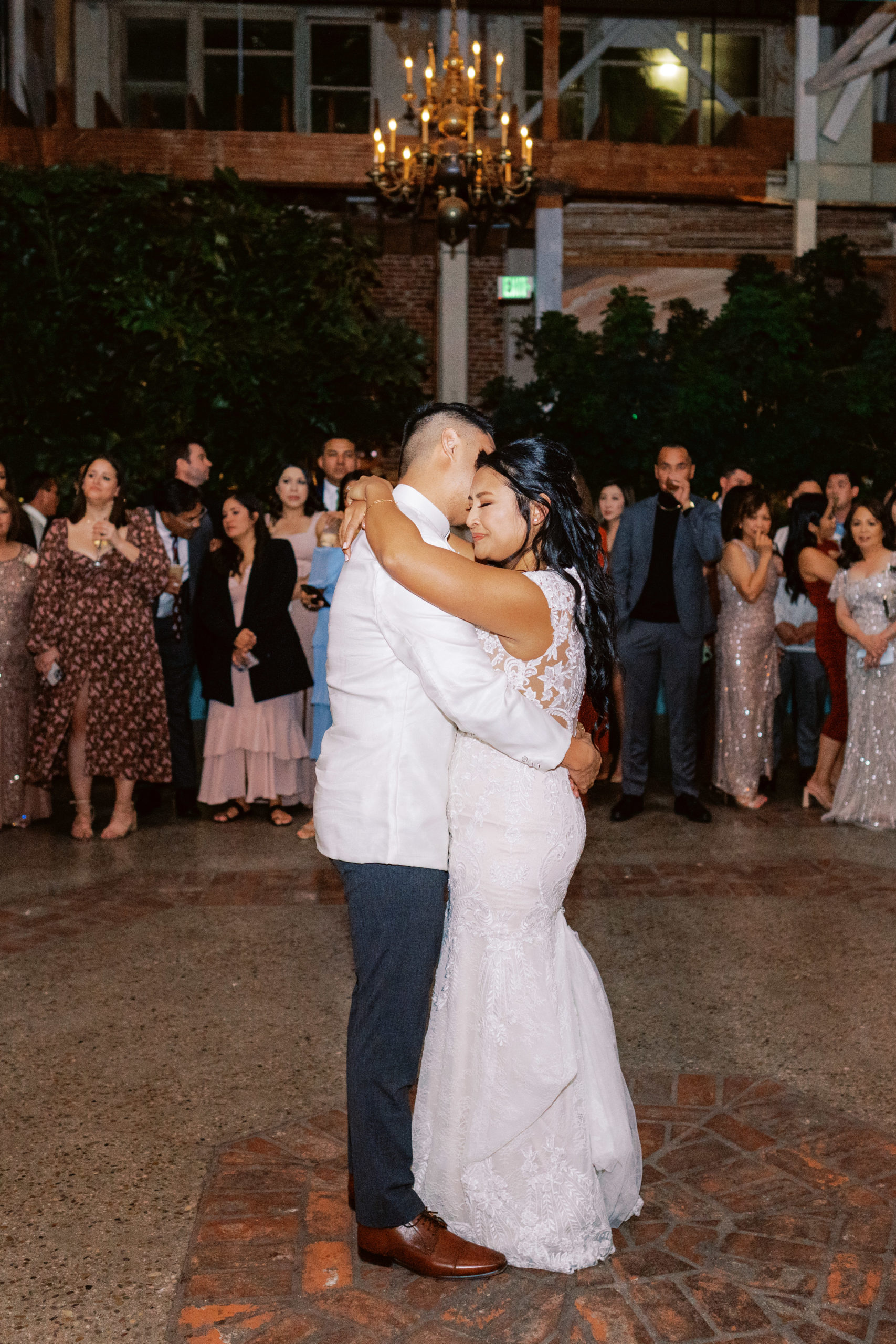 bride and groom dance during wedding reception at The Valentine DTLA