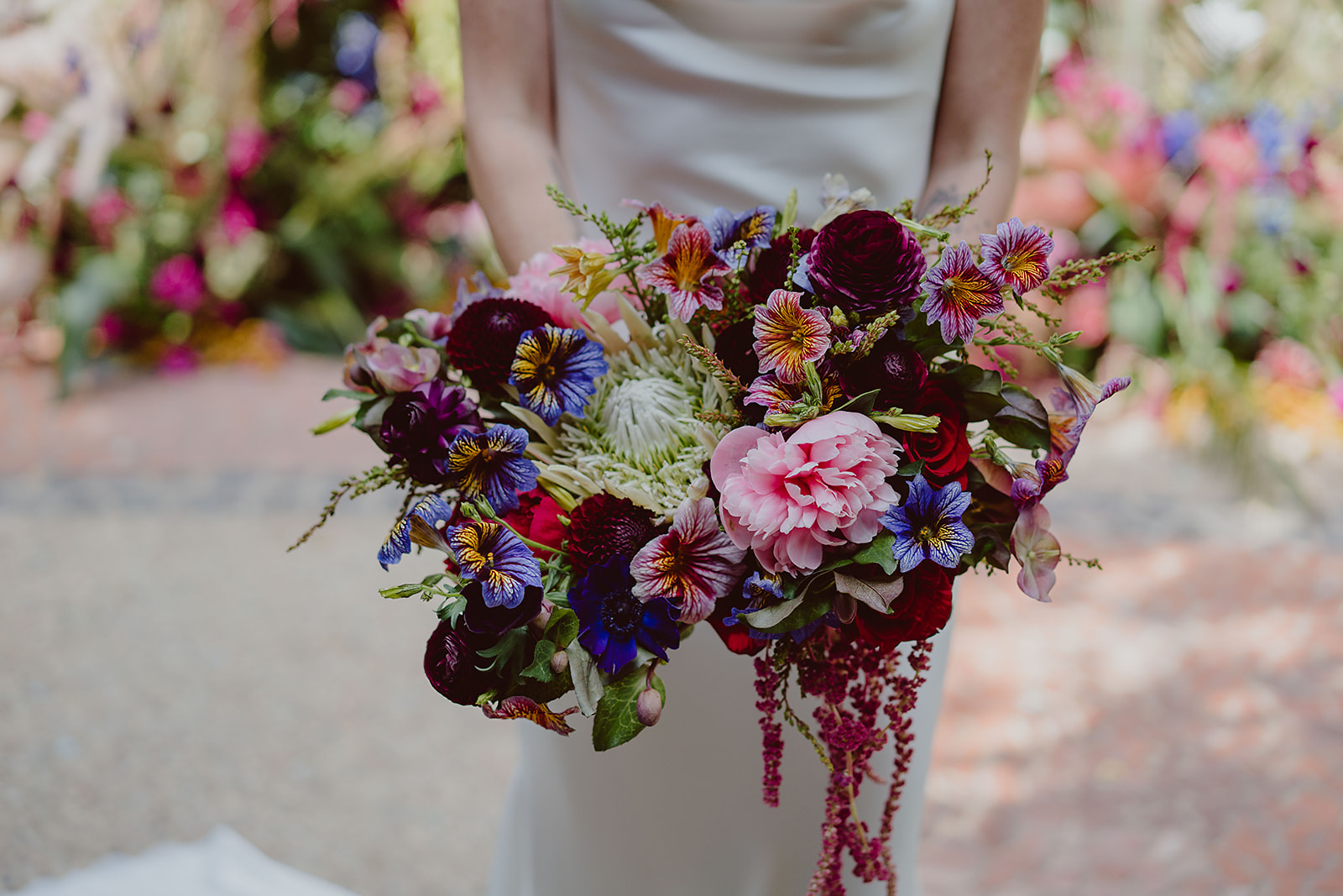 bright and colorful bridal bouquet