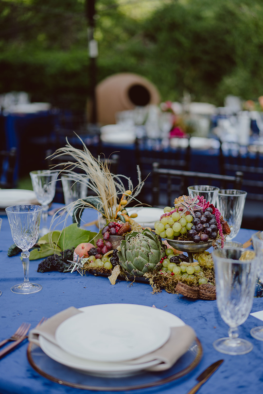 fruit as wedding reception table centerpiece