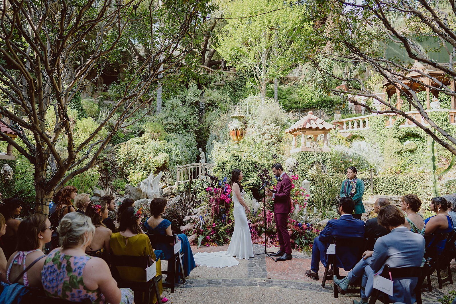 colorful and magical wedding ceremony at The Houdini Estate in Hollywood