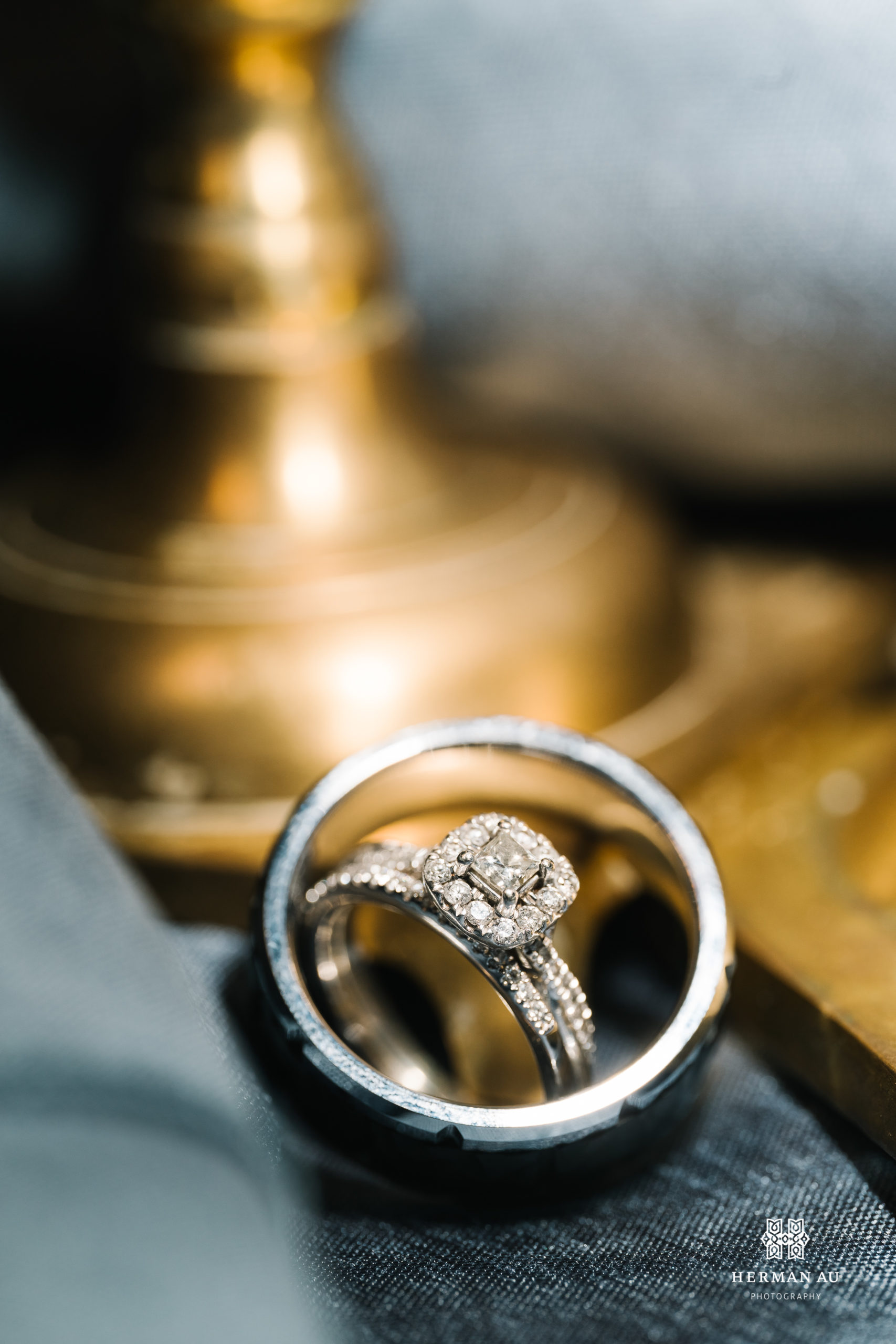 square cushion cut diamond wedding ring detail shot