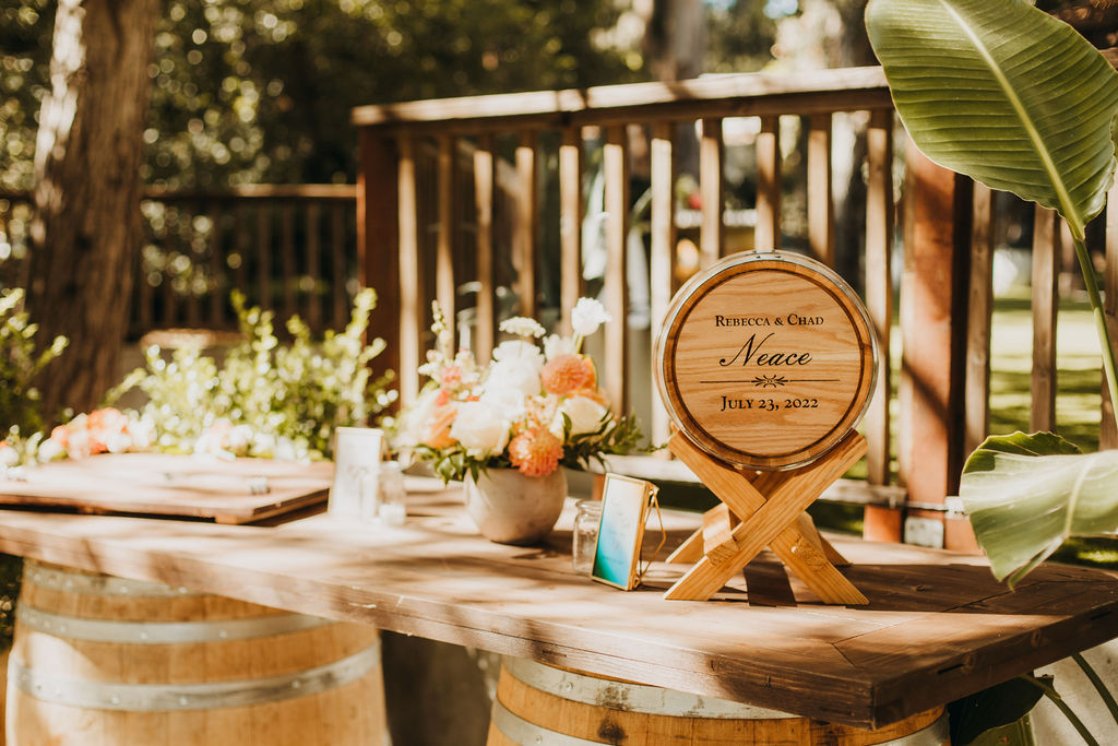 wedding welcome table at Calamigos Ranch