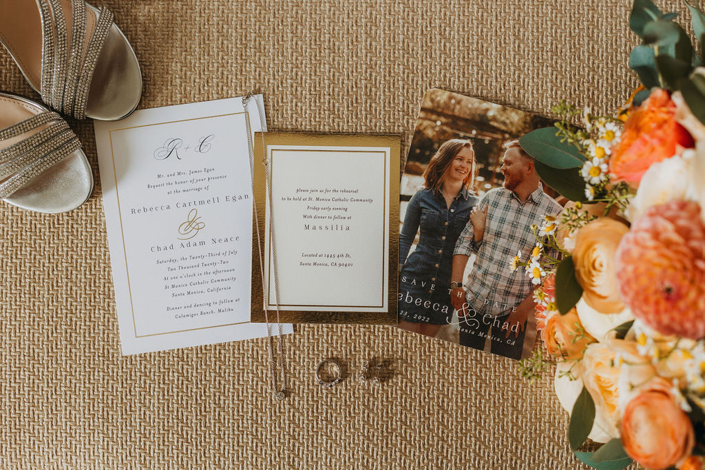 traditional wedding stationery with gold elements