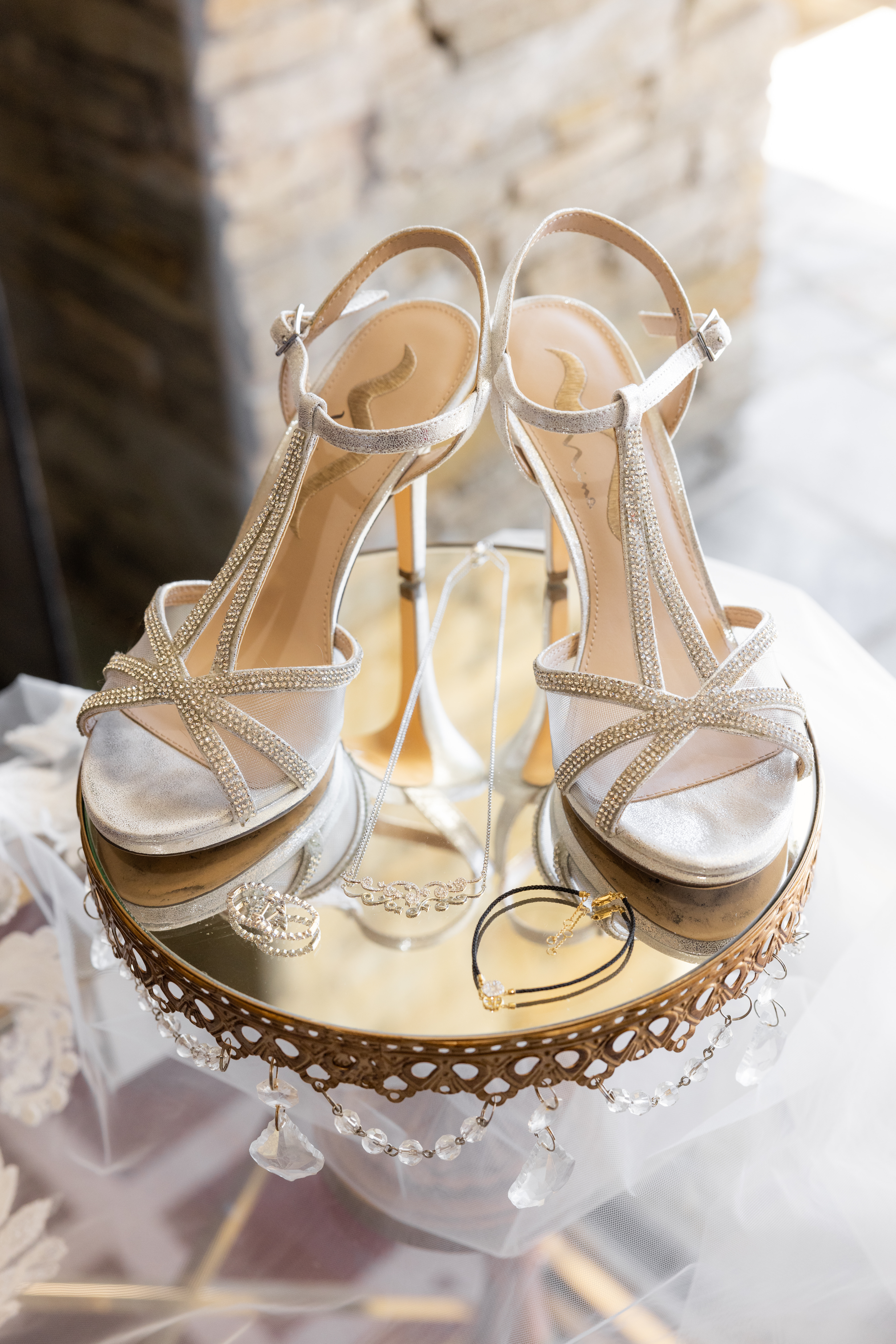 gold embellished bridal shoes