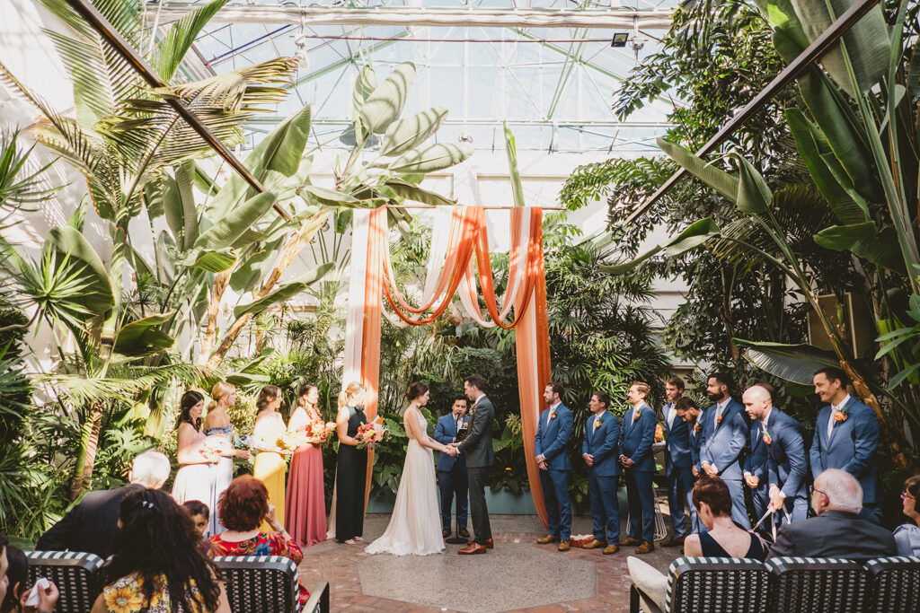 jungle disco themed wedding ceremony at Valentine DTLA