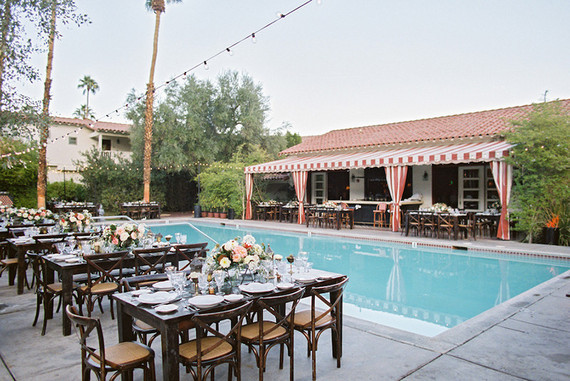 pool side wedding reception at Colony House