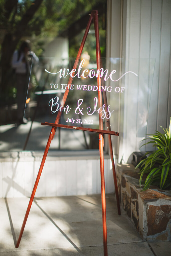 clear acrylic wedding welcome sign