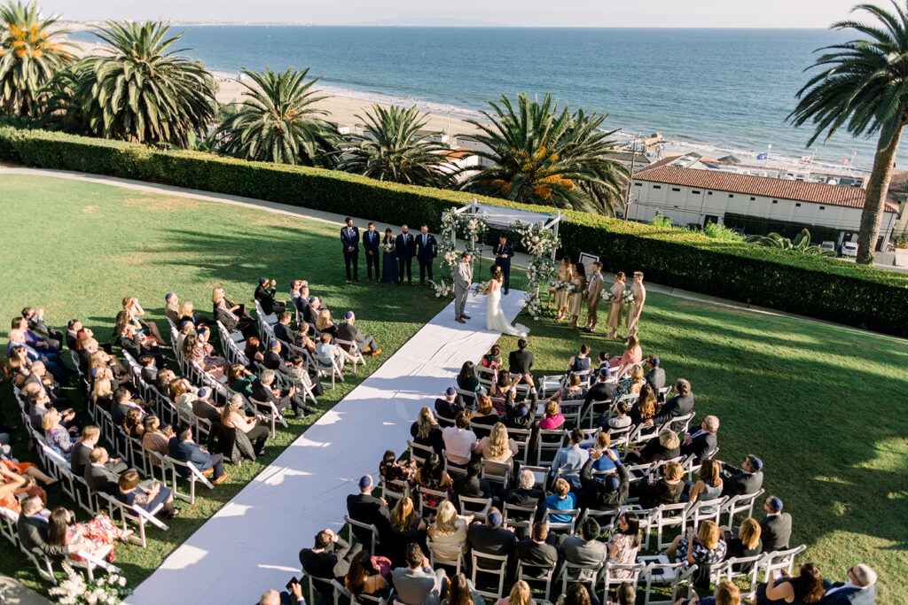 Jewish wedding ceremony at Bel Air Bay Club with ocean view 