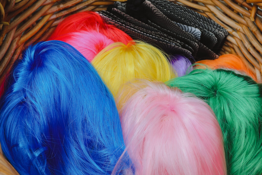 colorful wigs for wedding reception guests 