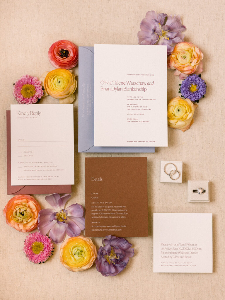 soft pastel contemporary wedding invitation suite