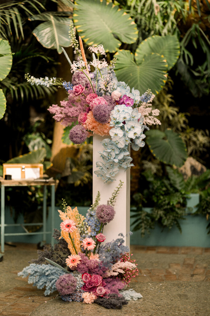 contemporary pastel wedding ceremony at The Grass Room DTLA