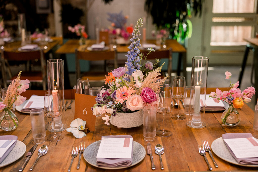 contemporary pastel wedding reception at The Grass Room DLTA