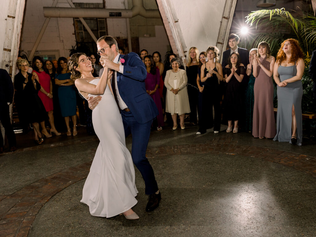 bride and groom during first dance at Grass Room DTLA