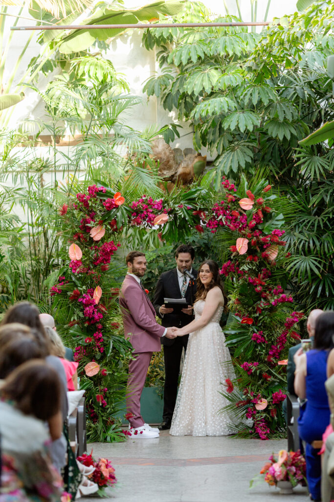 tropical inspired wedding ceremony at Valentine DTLA