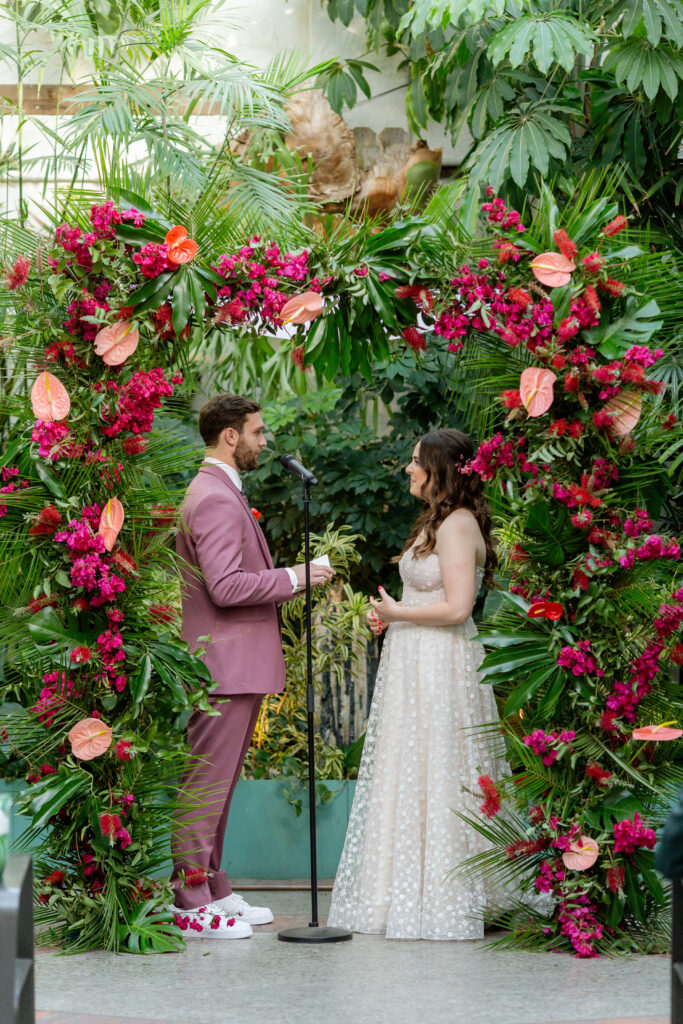 tropical inspired wedding ceremony at Valentine DTLA
