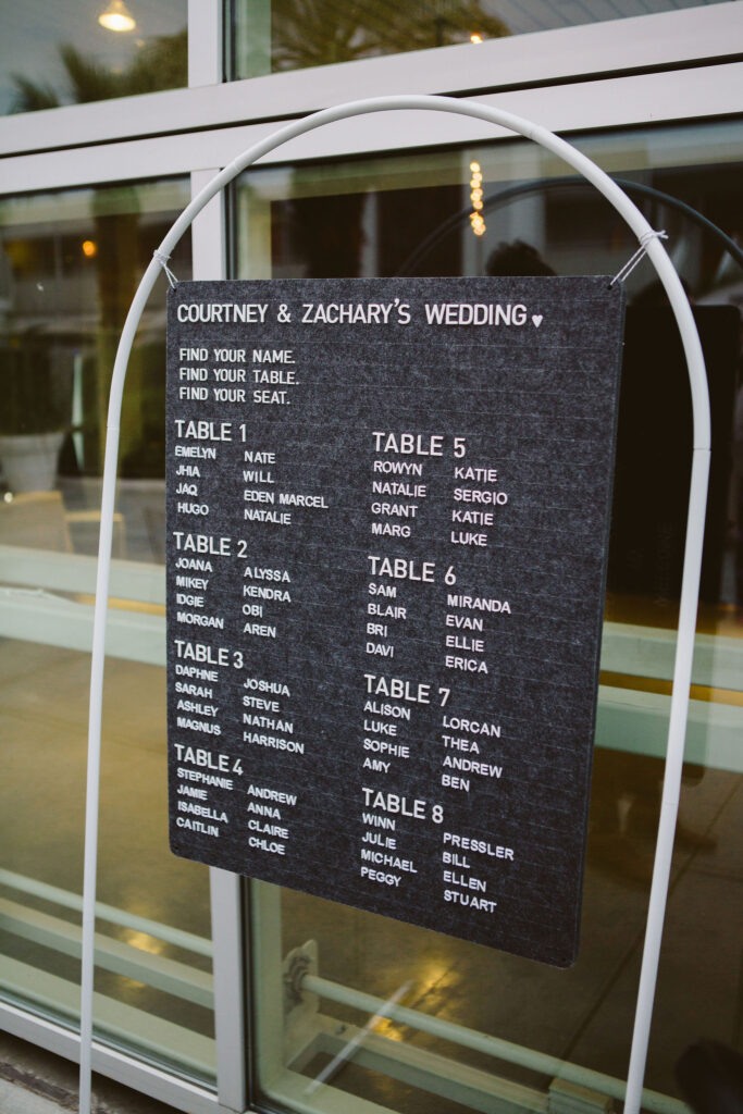 felt board wedding seating chart